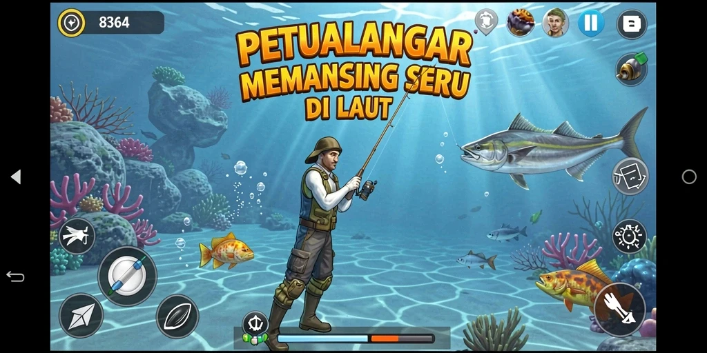 Tangkapan ikan yang menakjubkan dalam gameplay Fishing 8364.