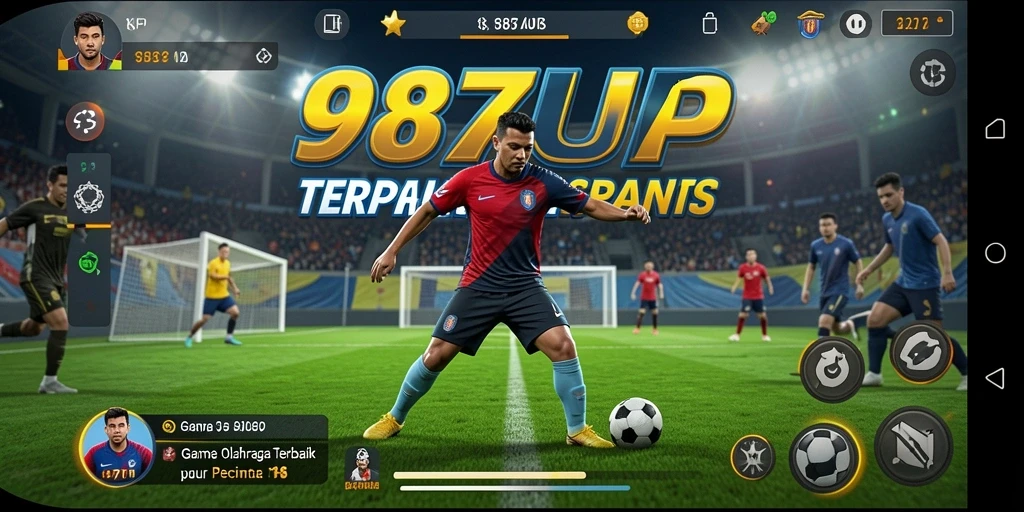 Tampilan gameplay menegangkan dalam 987UP dengan aksi olahraga seru.