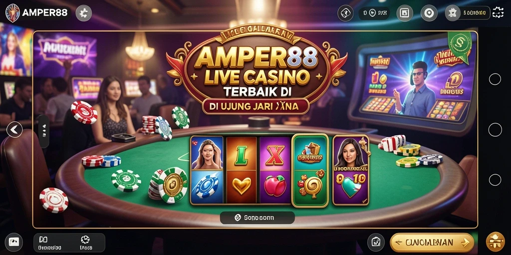 Screenshot AMPER88 yang menunjukkan pengalaman bermain Live Casino yang mendebarkan.