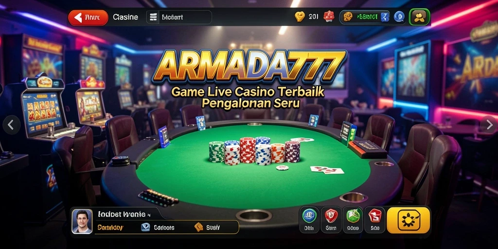 Screenshot gameplay ARMADA777 yang menunjukkan dealer profesional dalam aksi.