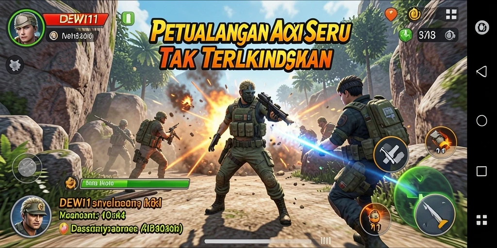 Tampilan gameplay DEWI11 yang intens dan menegangkan.