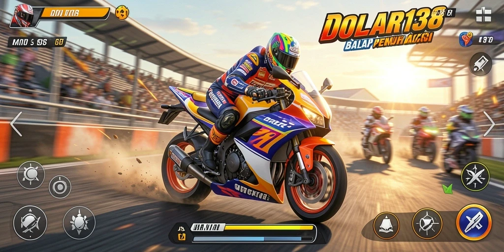 Gameplay DOLAR138 dengan balapan motor yang seru dan menantang.