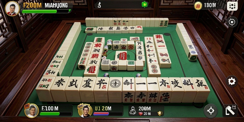 Screenshot gameplay F200M menampilkan tantangan Mahjong yang seru.