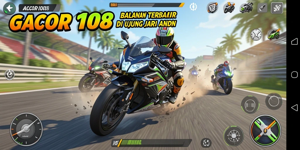 Screenshot GACOR108 menampilkan aksi balapan motor yang mendebarkan.