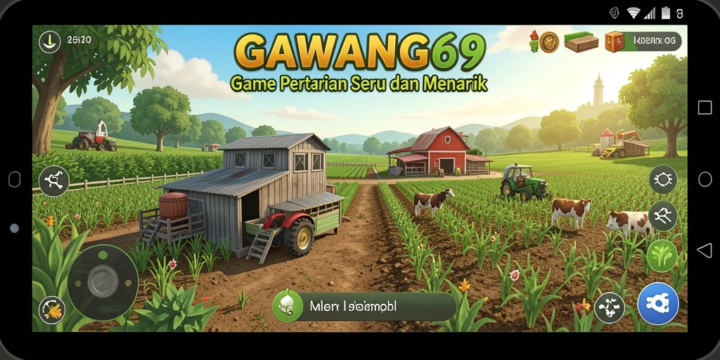 Screenshot GAWANG69 menampilkan kehidupan bertani yang aktif dan penuh warna.
