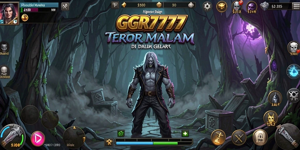 Screenshot gameplay GGR7777 yang menunjukkan suasana horror yang mencekam.