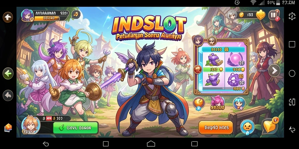 Tampilan gameplay seru dalam INDSLOT dengan karakter anime menarik.