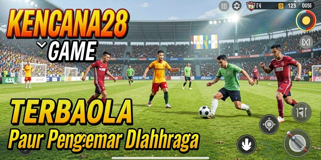 Tampilan gameplay KENCANA28 dengan aksi sepak bola yang mendebarkan.
