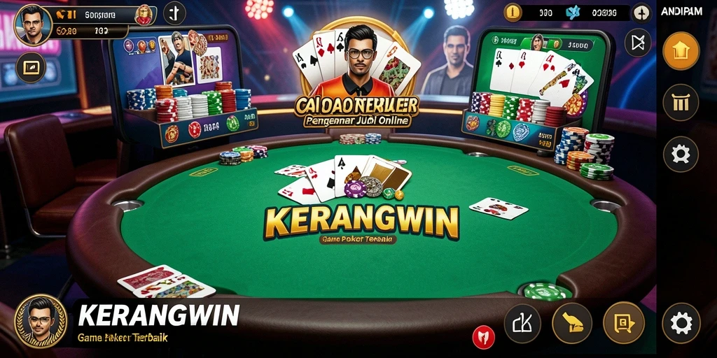 Tampilan screenshot KERANGWIN menampilkan gameplay poker yang mendebarkan.