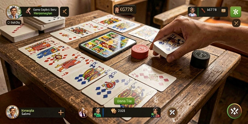 Screenshot gameplay KG778 dengan tampilan permainan Gaple yang menarik.