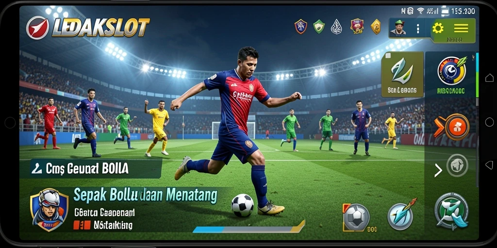 Gameplay seru dalam LEDAKSLOT dengan aksi sepak bola yang mendebarkan.