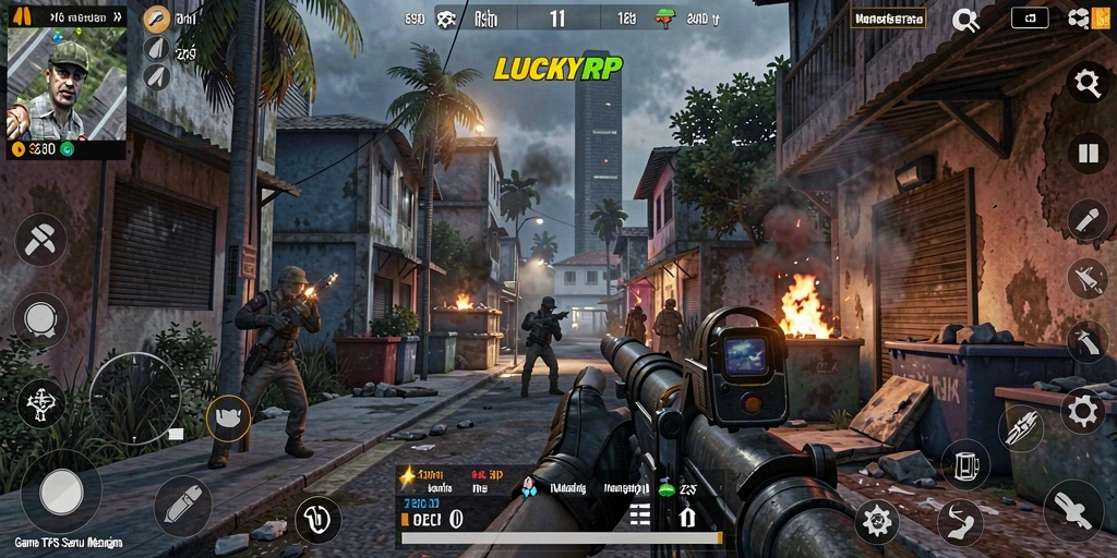 Tampilan gameplay seru LUCKYRP dengan aksi menegangkan.