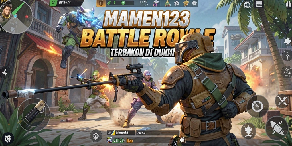 Tampilan gameplay MAMEN123 yang seru dan menegangkan di dalam pertempuran.