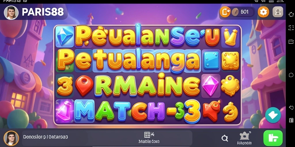 Tampilan gameplay seru dalam permainan Match-3 PARIS88.