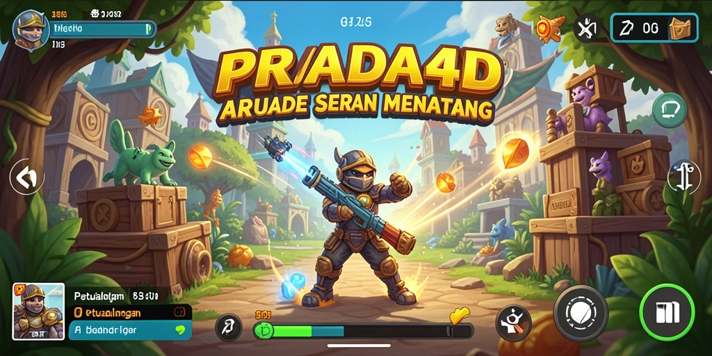 Tampilan gameplay seru dalam PRADA4D yang penuh warna.