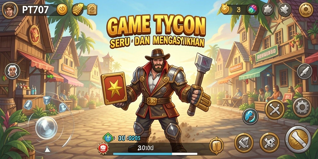 Screenshot gameplay PT707 yang menunjukkan pengalaman Tycoon yang menakjubkan.