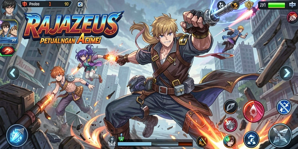 Tampilan gameplay RAJAZEUS yang menakjubkan dengan aksi yang seru.