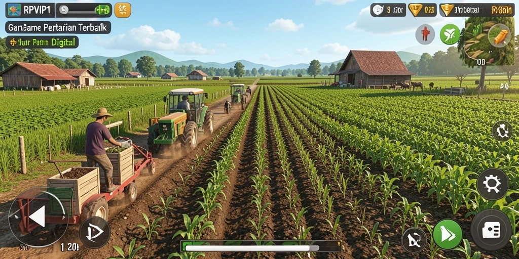Screenshot gameplay RPVIP1 menampilkan keindahan pertanian virtual.