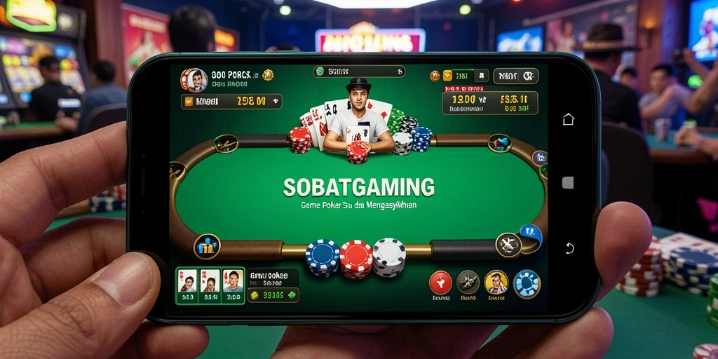 Screenshot gameplay SOBATGAMING menampilkan suasana poker yang seru.