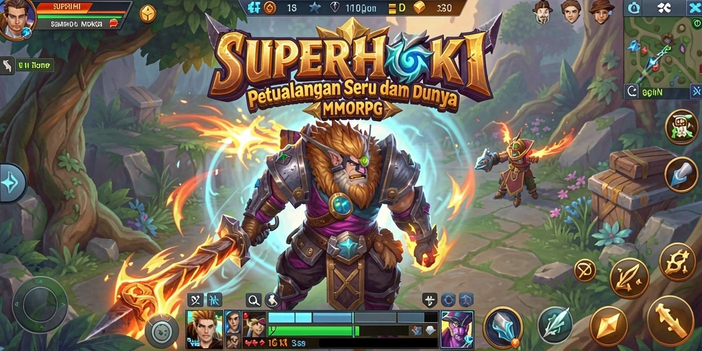 Gameplay SUPERHOKI yang menampilkan pertempuran epik dan eksplorasi dunia.