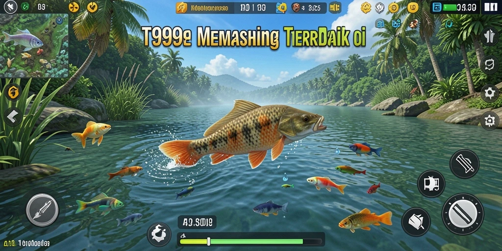 Gameplay T9999 yang seru dan menarik saat memancing di lokasi indah.