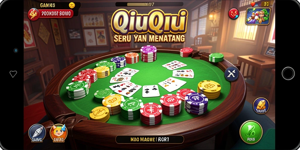 Screenshot gameplay V07 menampilkan momen seru bermain QiuQiu.