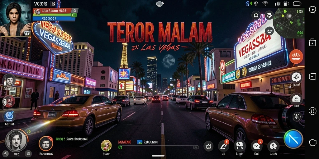 Screenshot gameplay menakutkan dari VEGAS338 di Las Vegas yang gelap.