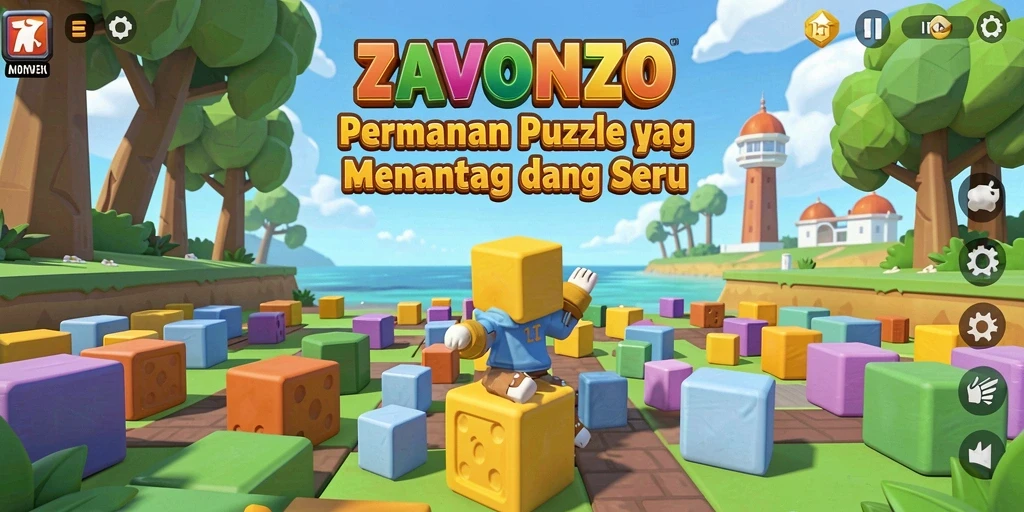 Tampilan gameplay ZAVONZO yang seru dan menantang di level-level Puzzle.