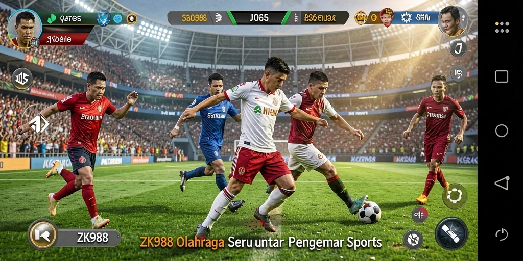 Screenshot ZK988 menampilkan aksi seru dalam pertandingan olahraga.